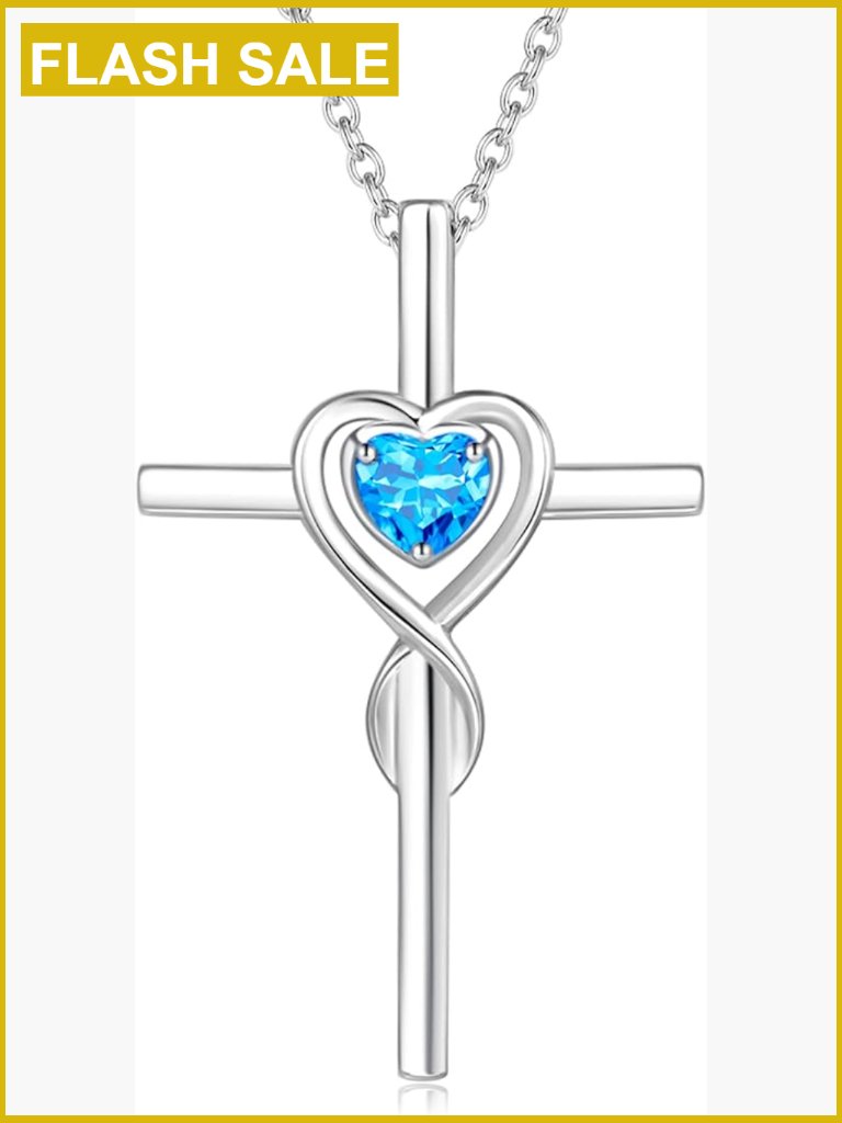 Sterling Silver Blue Topaz Pendant Necklace 16in